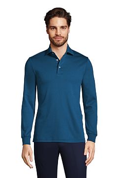 Long Sleeve Super Soft Supima Polo Shirt 433522: Baltic Teal