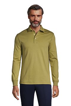 Long Sleeve Super Soft Supima Polo Shirt 433522: Simply Olive