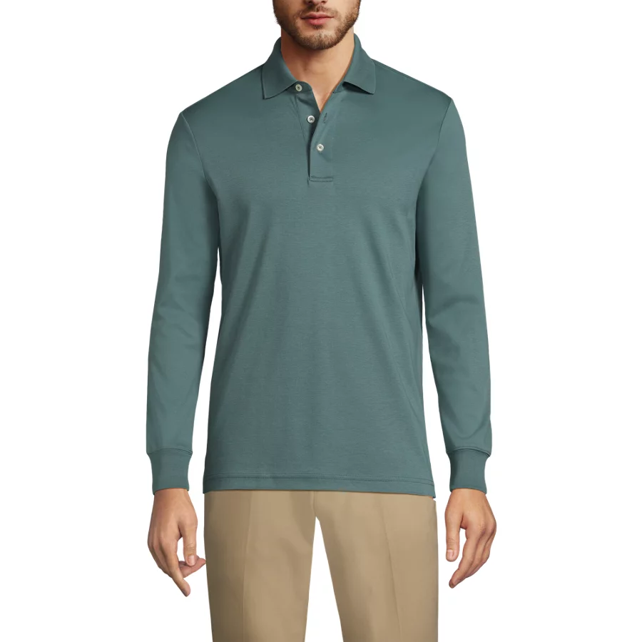 Men's Long Sleeve Cotton Supima Polo Shirt
