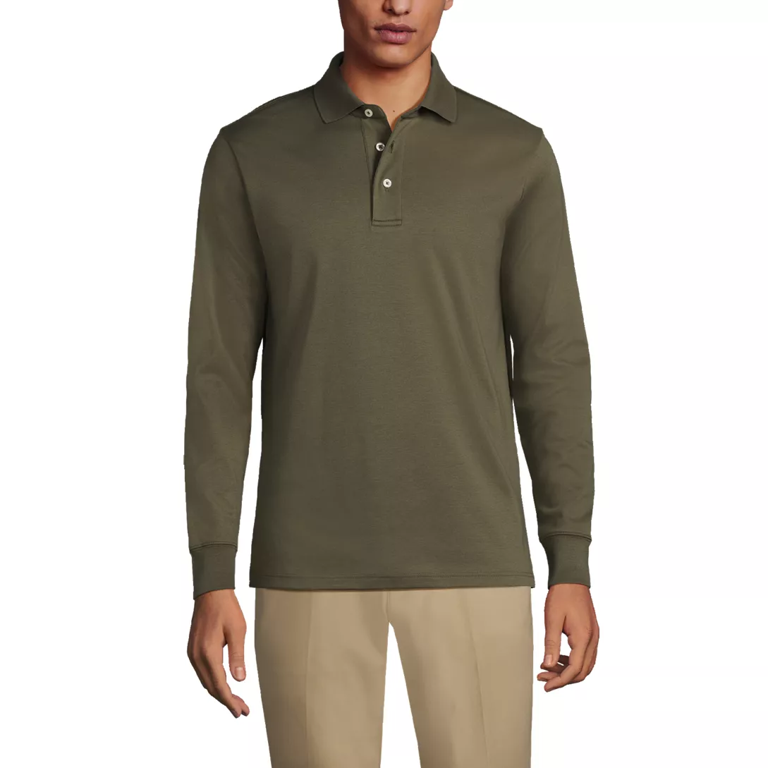 Men's Long Sleeve Cotton Supima Polo Shirt