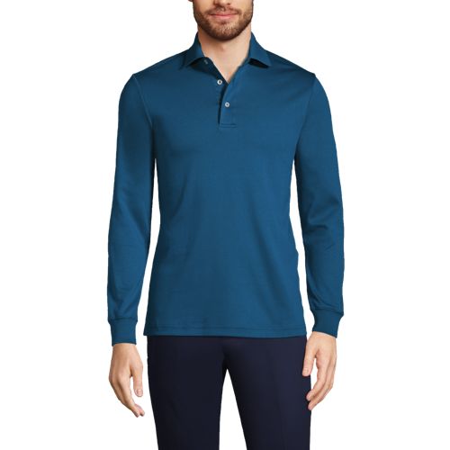 Men's Long Sleeve Supima Polo Shirt, Traditional Fit | Lands' End