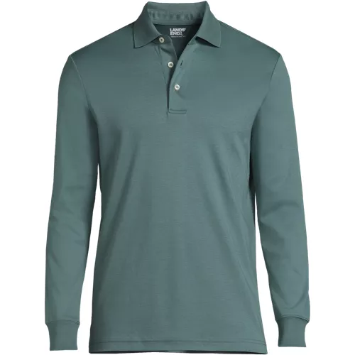 Men's Long Sleeve Cotton Supima Polo Shirt, Front