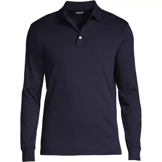 Men's Big and Tall Long Sleeve Super Soft Supima Polo Shirt - primary