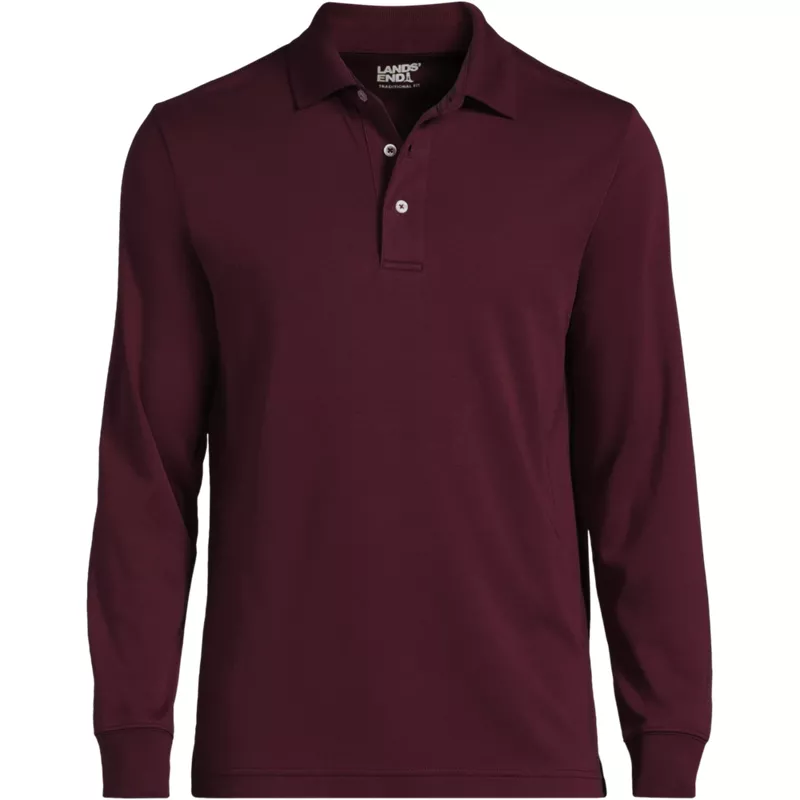 Men's Long Sleeve Cotton Supima Polo Shirt, Front