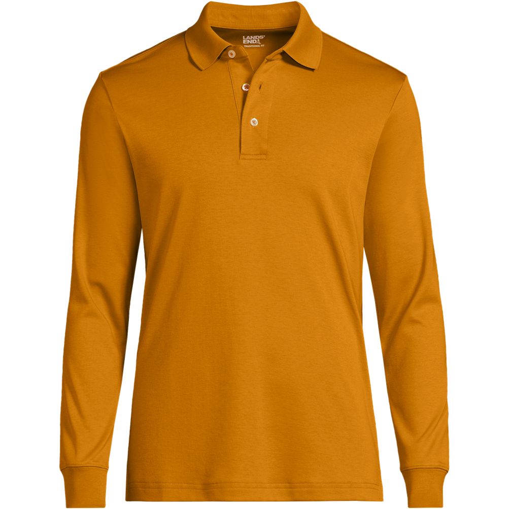 Men's Long Sleeve Cotton Supima Polo Shirt | Lands' End