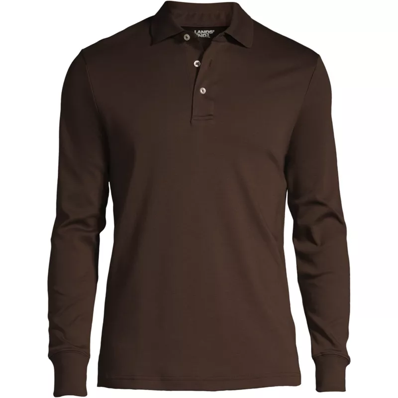 Men's Long Sleeve Cotton Supima Polo Shirt, Front
