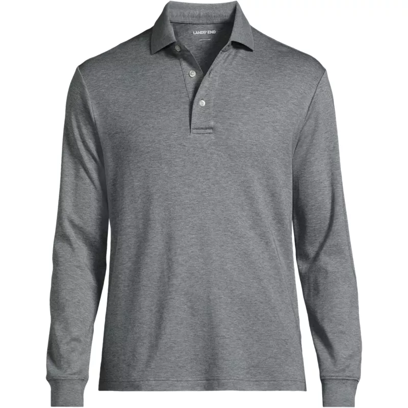 Men's Long Sleeve Cotton Supima Polo Shirt, Front