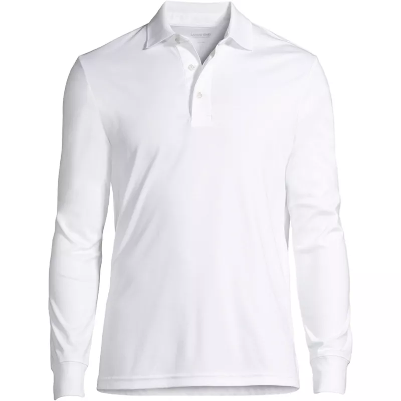 Men's Big Long Sleeve Cotton Supima Polo Shirt, Front