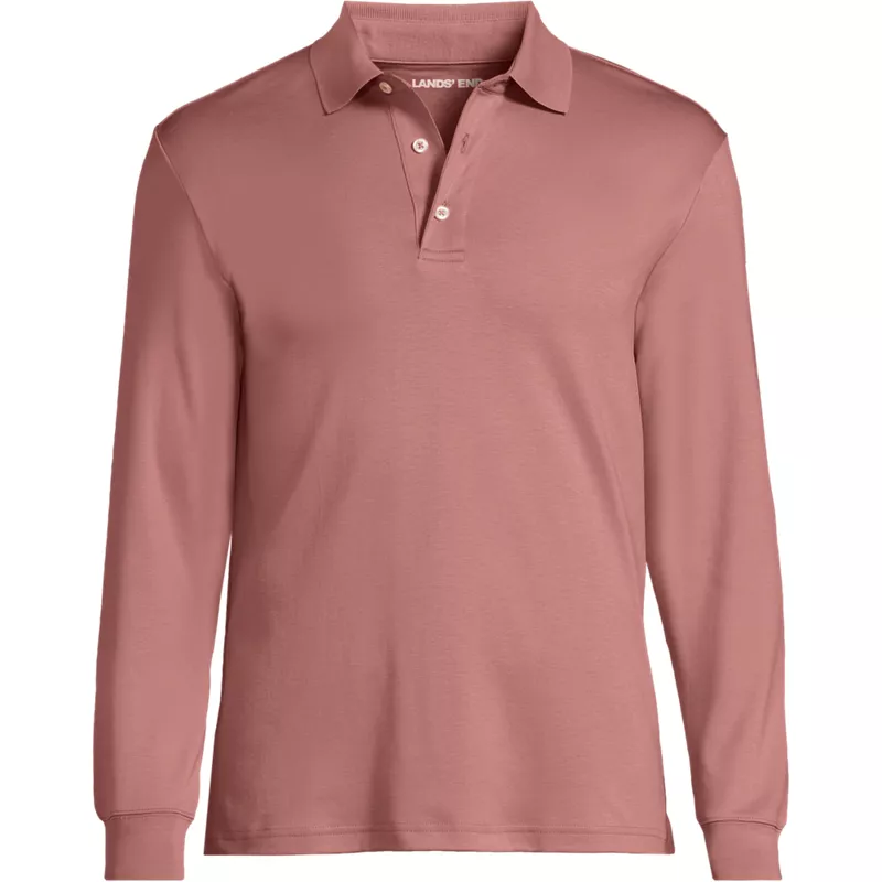 Men's Long Sleeve Cotton Supima Polo Shirt, Front