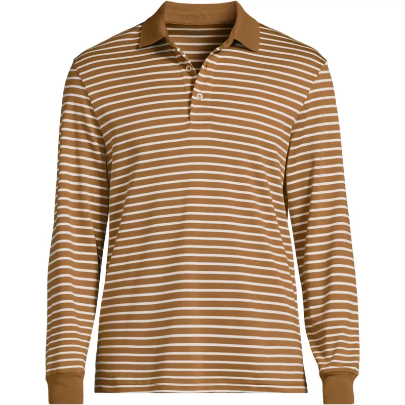 Men's Long Sleeve Cotton Supima Polo Shirt, Front