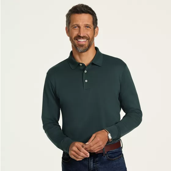 Men's Long Sleeve Cotton Supima Polo Shirt - primary
