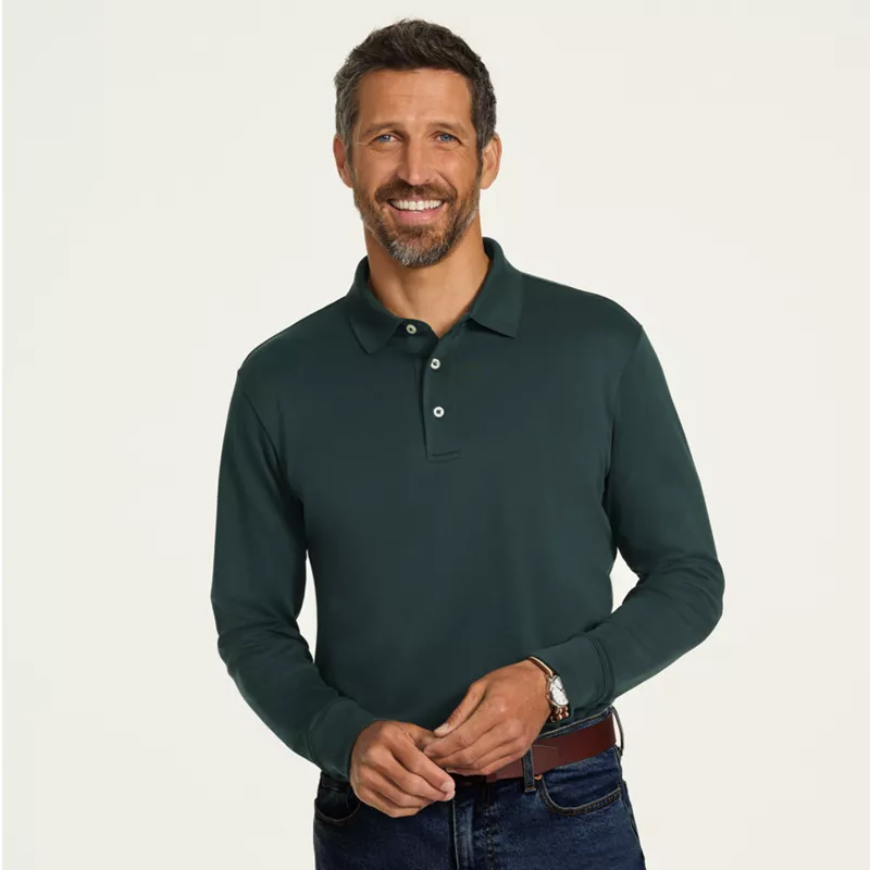 Men's Long Sleeve Cotton Supima Polo Shirt, alternative image