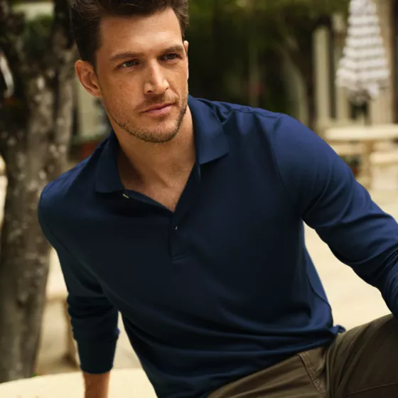 Men's Long Sleeve Cotton Supima Polo Shirt - primary