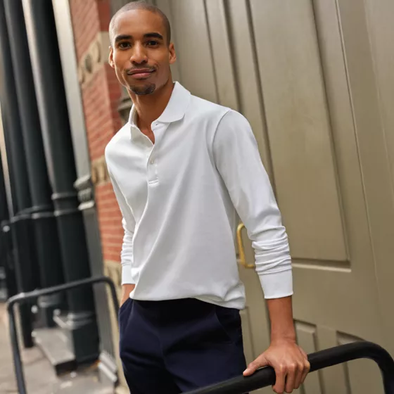 Men's Long Sleeve Cotton Supima Polo Shirt - primary