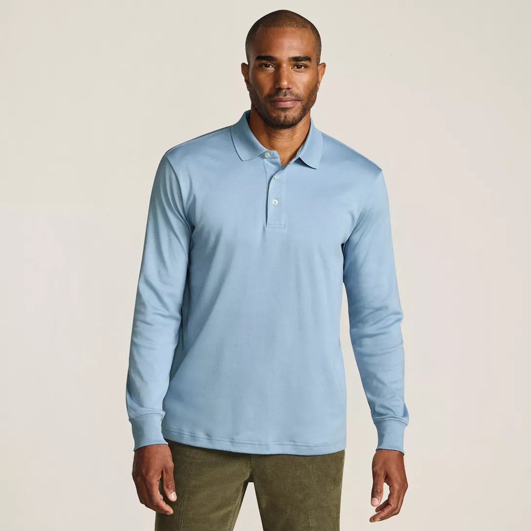 Men's Long Sleeve Cotton Supima Polo Shirt