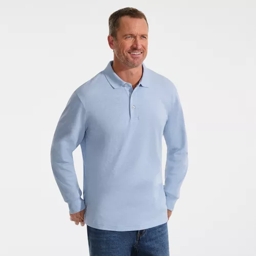 Men's Long Sleeve Cotton Supima Polo Shirt, Front