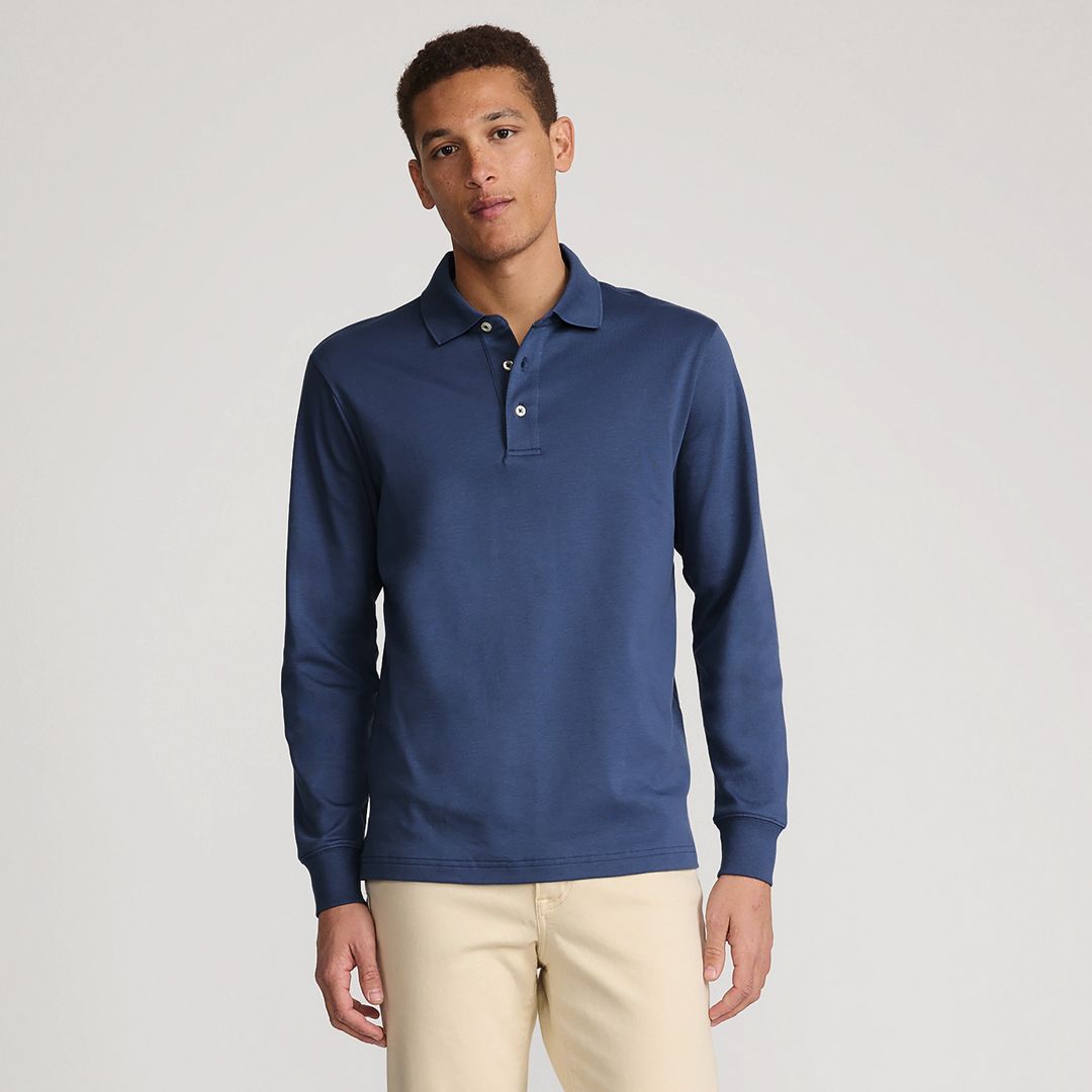 Men's Long Sleeve Cotton Supima Polo Shirt