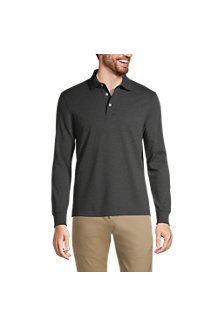 Men's Long Sleeve Supima Polo Shirt, Tailored Fit 
