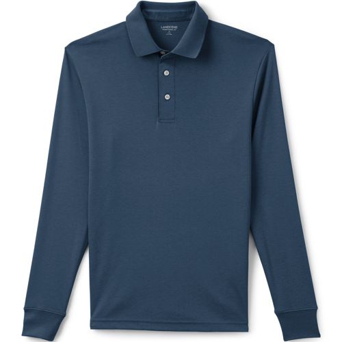 Men's Long Sleeve Supima Polo Shirt, Tailored Fit