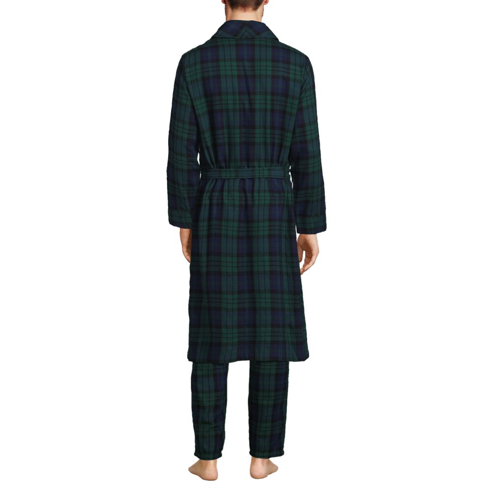 Mens Long Sleeve Plaid Flannel Robe