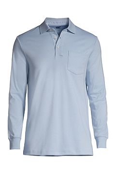 Long Sleeve Super Soft Supima Polo Shirt 435938: Soft Blue Haze