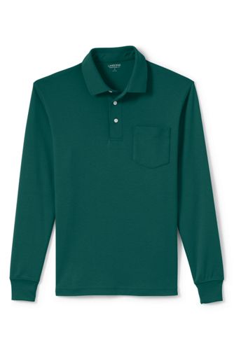 Men's Long Sleeve Supima Polo Shirt with Pocket | Lands' End