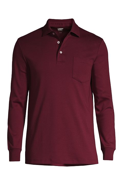 Long Sleeve Super Soft Supima Polo Shirt 435938: Rich Burgundy