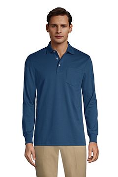Long Sleeve Super Soft Supima Polo Shirt 435938: Evening Blue