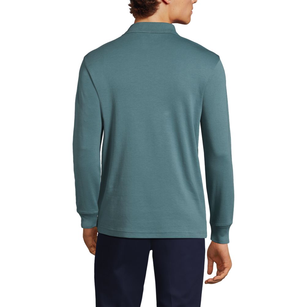 Men's Long Sleeve Super Soft Supima Polo Shirt with Pocket