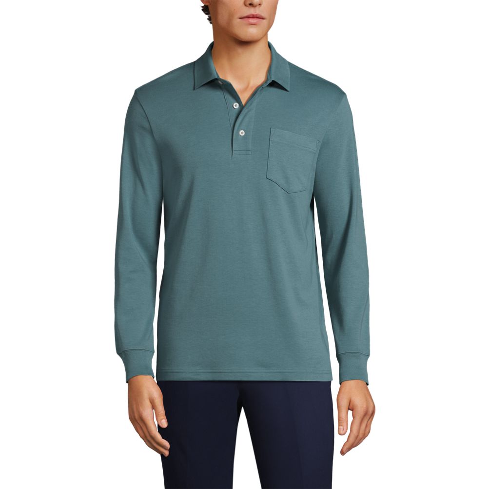 Lands end men's long sleeve polo 2025 shirts with pocket