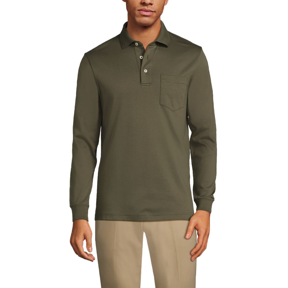 Lands end men's long sleeve polo 2025 shirts with pocket