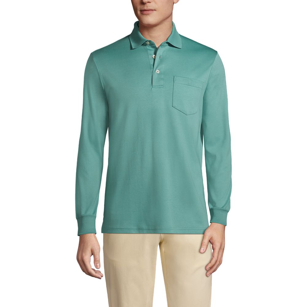 Men's Long Sleeve Super Soft Supima Polo Shirt with Pocket