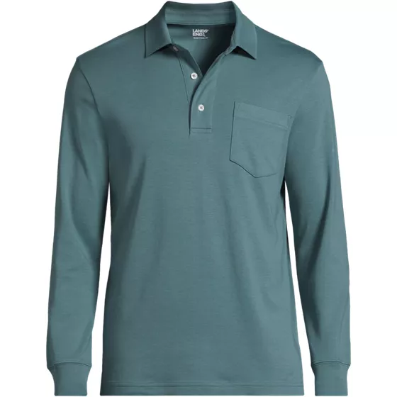 Men's Long Sleeve Cotton Supima Polo Shirt with Pocket - primary