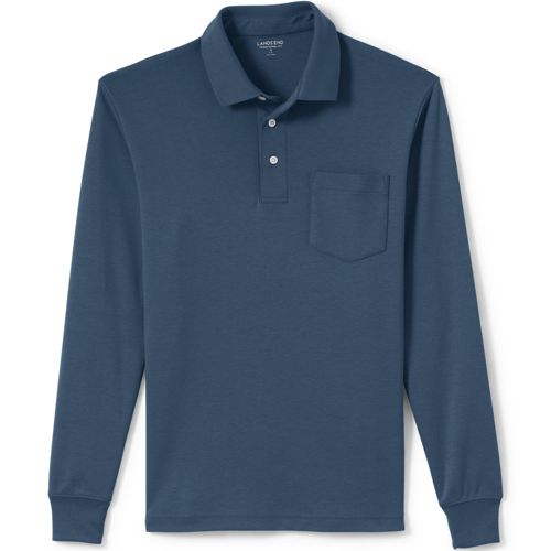 Men's Long Sleeve Supima Polo Shirt with Pocket