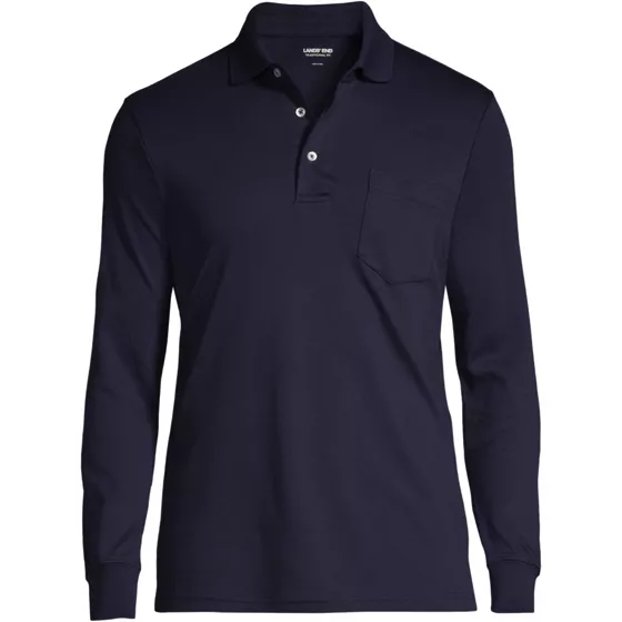 Men's Long Sleeve Cotton Supima Polo Shirt with Pocket - primary