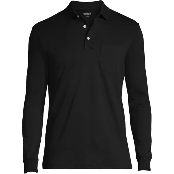Men's Big Long Sleeve Cotton Supima Polo Shirt with Pocket - primary