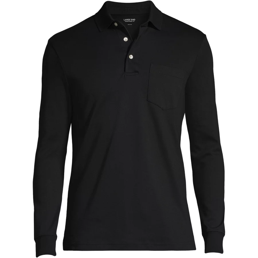 Men's Long Sleeve Cotton Supima Polo Shirt With Pocket view 1