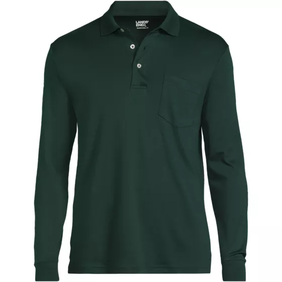 Men's Long Sleeve Cotton Supima Polo Shirt with Pocket - primary