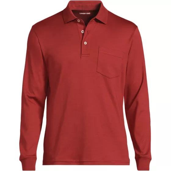 Men's Long Sleeve Cotton Supima Polo Shirt with Pocket - primary
