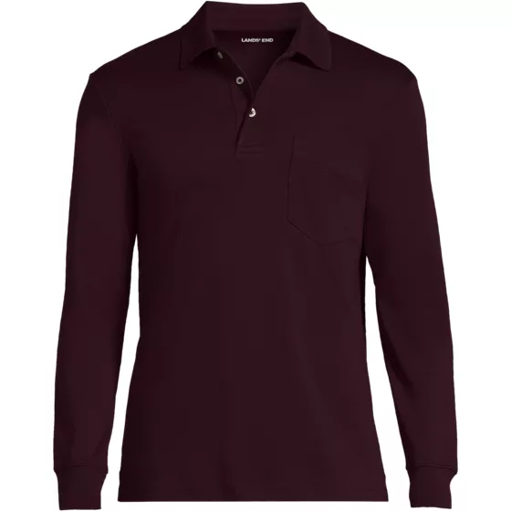 Men's Big and Tall Long Sleeve Cotton Supima Polo Shirt with Pocket - primary