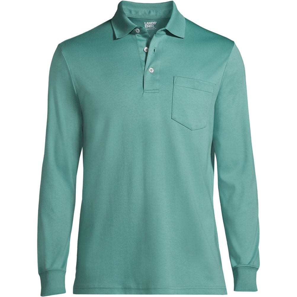 Men's Long Sleeve Super Soft Supima Polo Shirt with Pocket