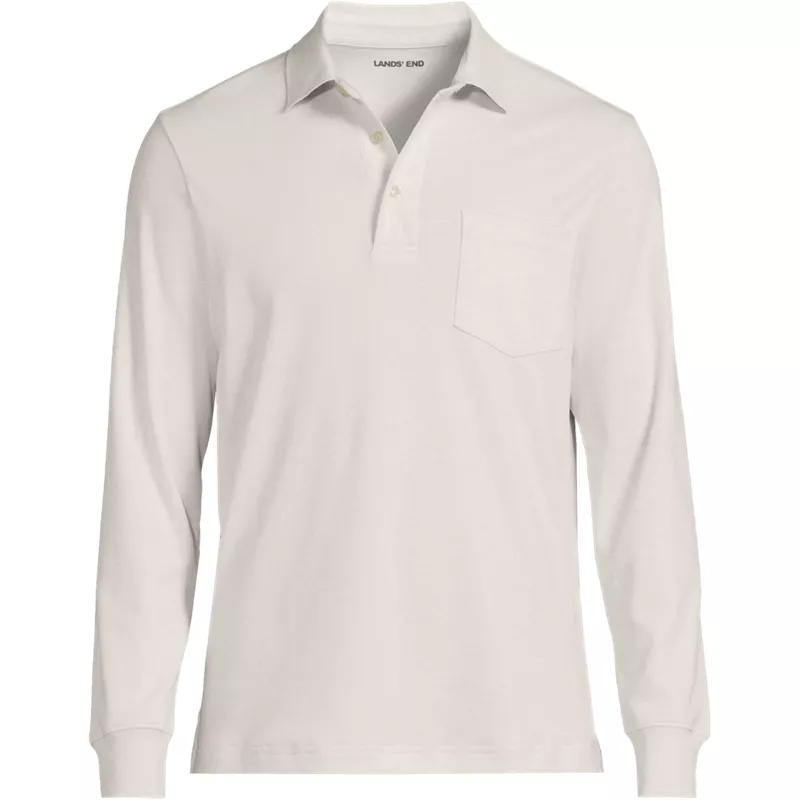 Men's Big Long Sleeve Cotton Supima Polo Shirt with Pocket, Front