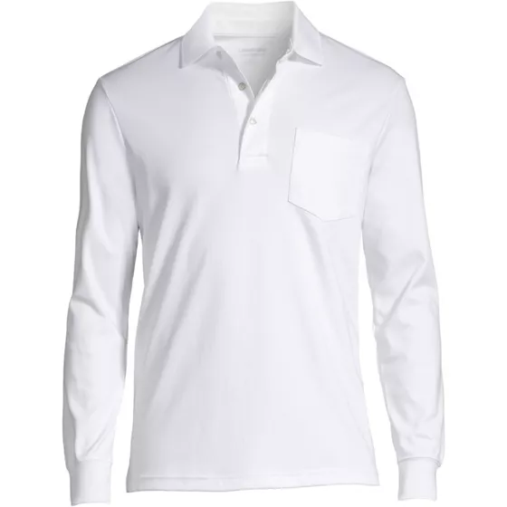 Men's Long Sleeve Cotton Supima Polo Shirt with Pocket - primary