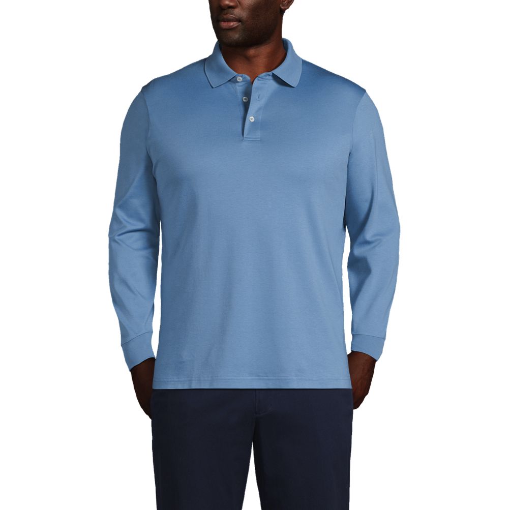 Men's Big and Tall Long Sleeve Super Soft Supima Polo Shirt