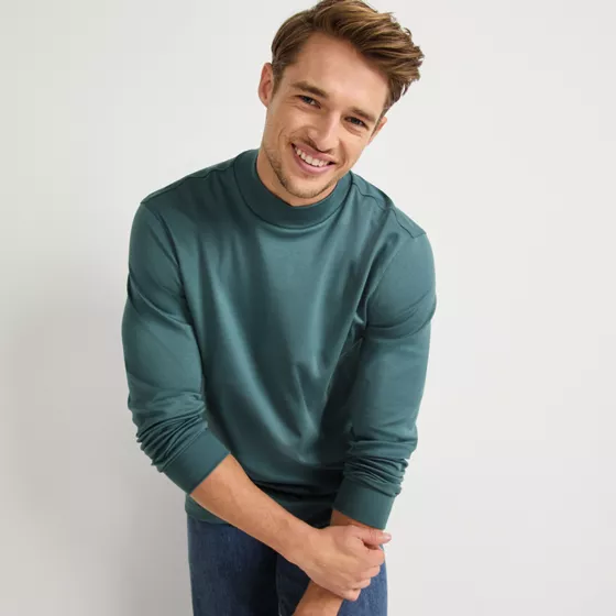 Men's Cotton Supima Mock Turtleneck - primary