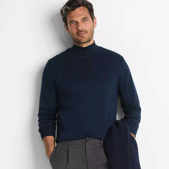 Men's Tall Cotton Supima Mock Turtleneck - primary