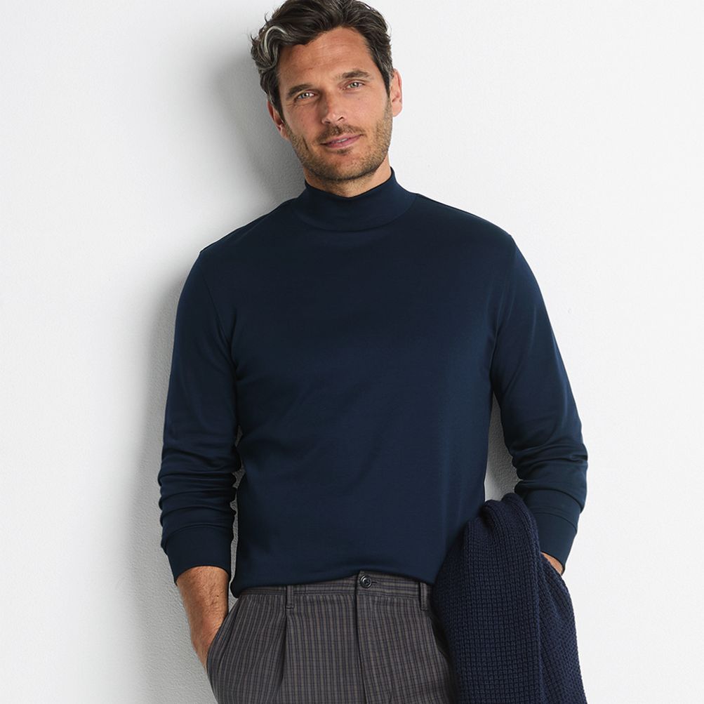Men's Cotton Supima Mock Turtleneck | Lands' End