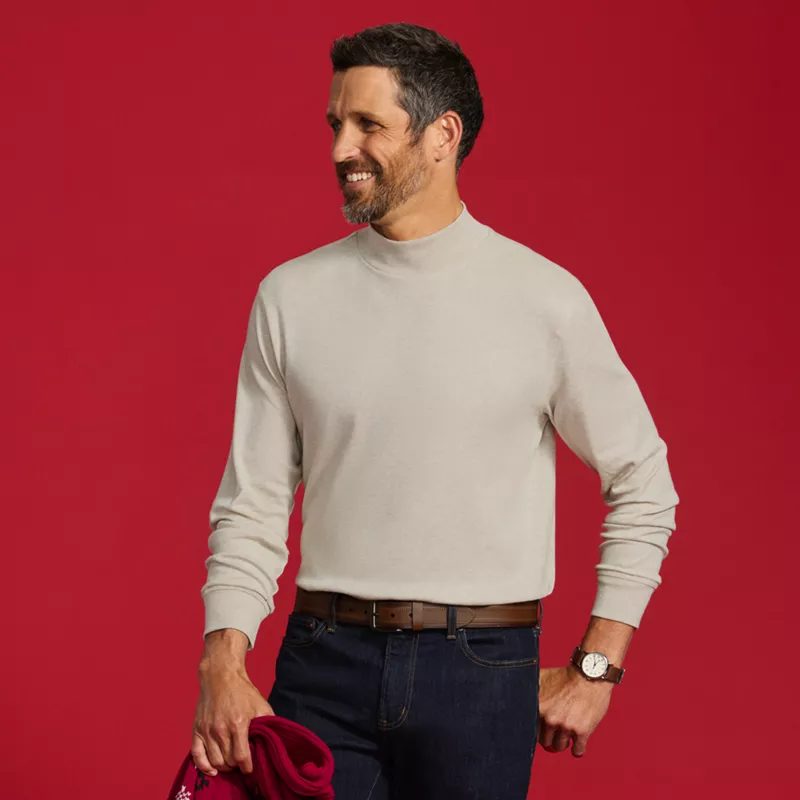 Men's Cotton Supima Mock Turtleneck, alternative image