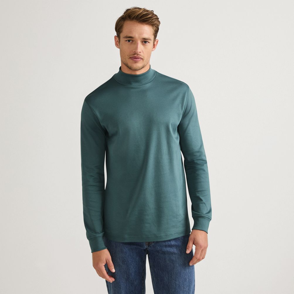 Men's Cotton Supima Mock Turtleneck | Lands' End
