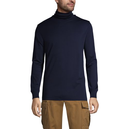 Supima Jersey Roll Neck, Me, Size: 50-52 Regular, Blue, Cotton, by Lands’ End